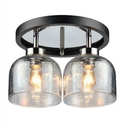 Plafonnier métal - verre 28x28x20 cm - noir - transparent - pour intérieur - design moderne-Roomuna