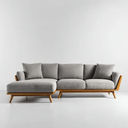 Canapé d'angle tissu et structure en bois 280x160x85 cm - gris - style moderne pour salon-Roomuna