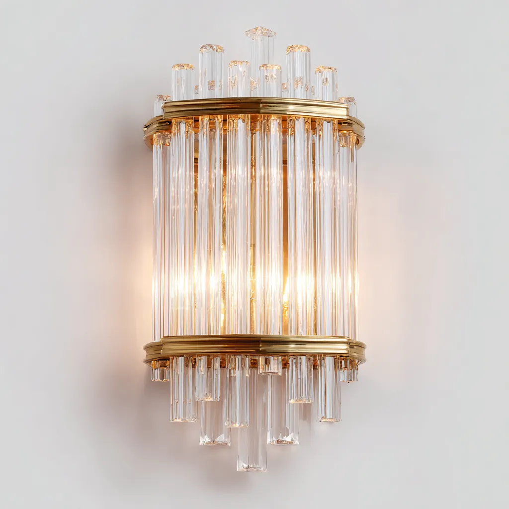 Applique murale verre - métal 28x18x40 cm - transparent - or - design luxueux - adaptée à l'intérieur-Roomuna