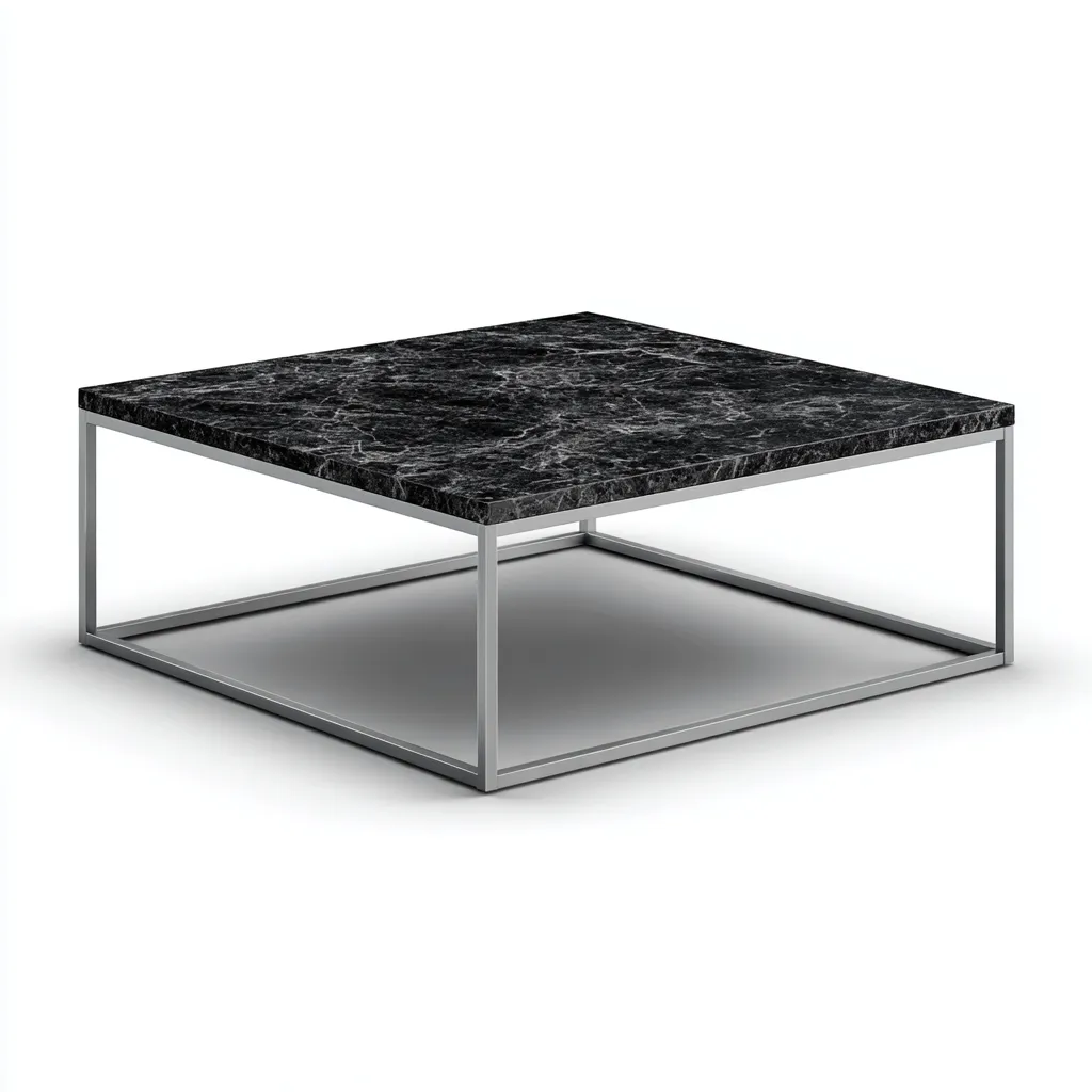 Table basse marbre - métal 80x80x40 cm - noir - design moderne pour salon-Roomuna
