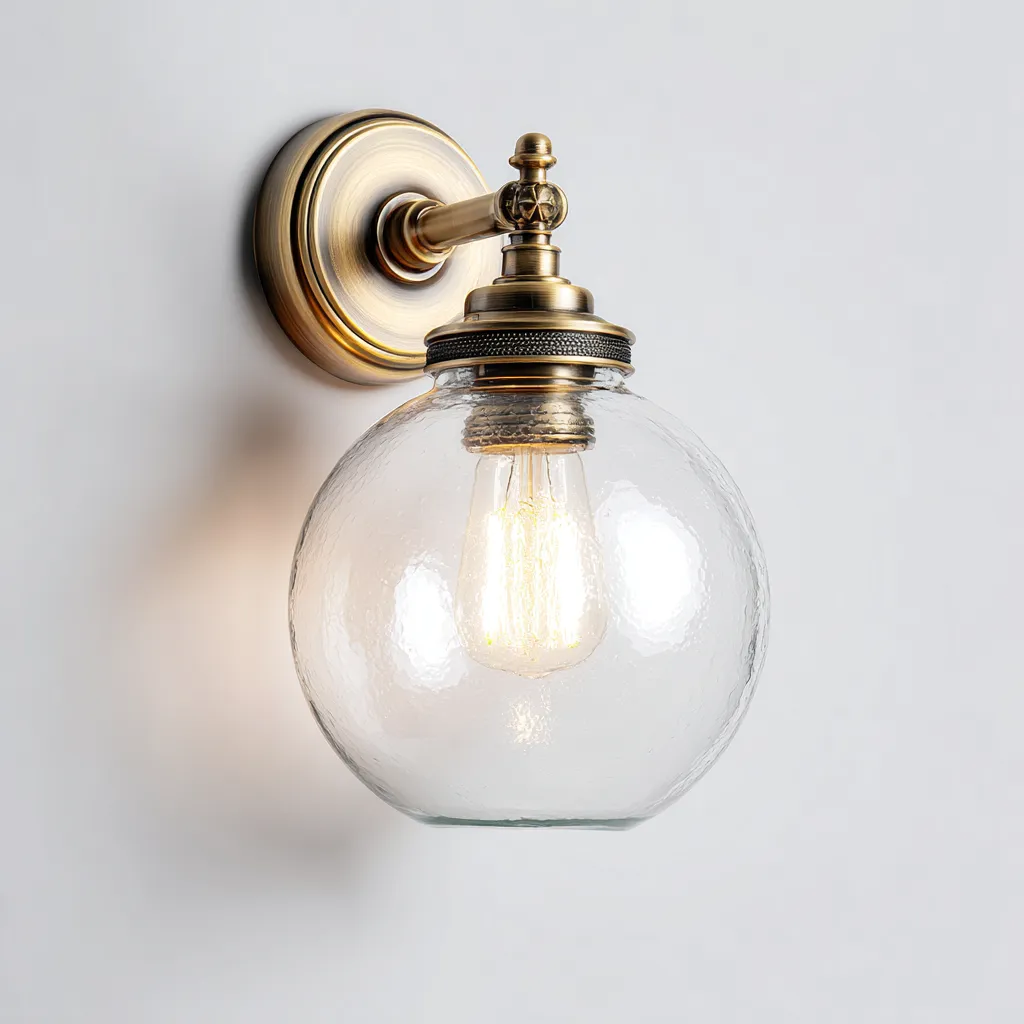 Applique murale verre - métal 22x18x26 cm - transparent - or - design classique - adaptée à l'intérieur-Roomuna