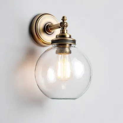 Applique murale verre - métal 22x18x26 cm - transparent - or - design classique - adaptée à l'intérieur-Roomuna