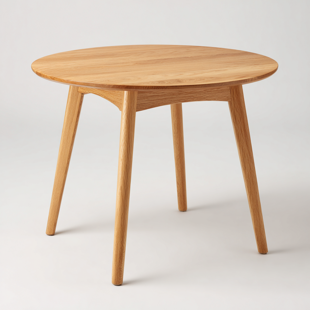 Table à manger ronde en bois massif 90x90x75 cm - bois naturel - adaptée à la salle à manger - design contemporain-Roomuna