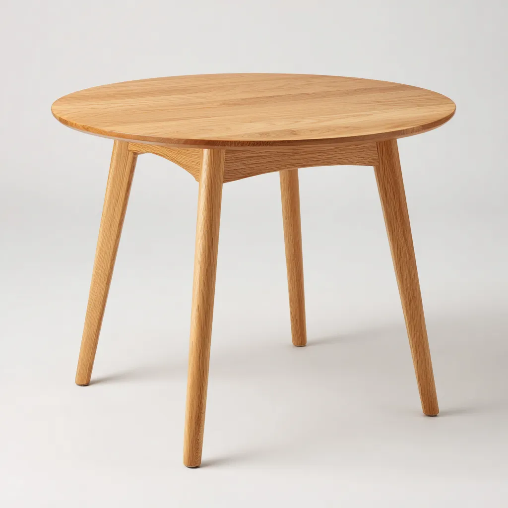Table à manger ronde en bois massif 90x90x75 cm - bois naturel - adaptée à la salle à manger - design contemporain-Roomuna