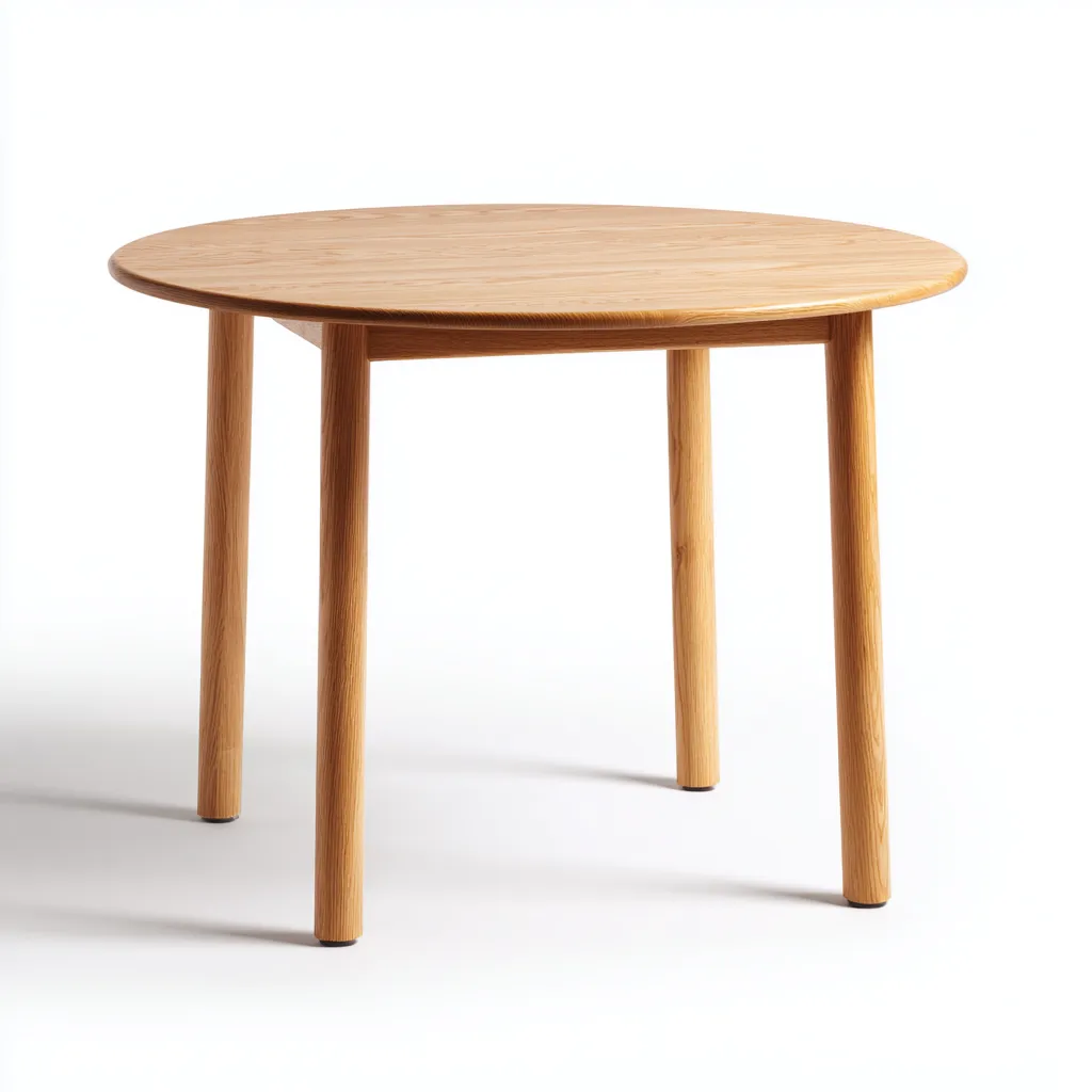 Table à manger ronde en bois massif 100x100x75 cm - bois naturel - adaptée à la salle à manger - design contemporain-Roomuna