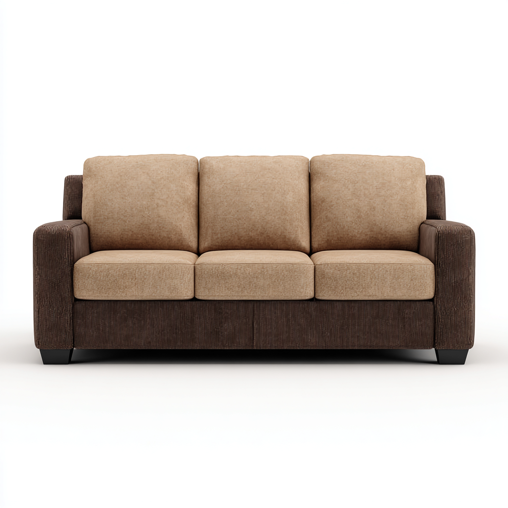 Canapé 3 places tissu 210x85x82 cm marron - beige pour salon - style moderne décontracté-Roomuna