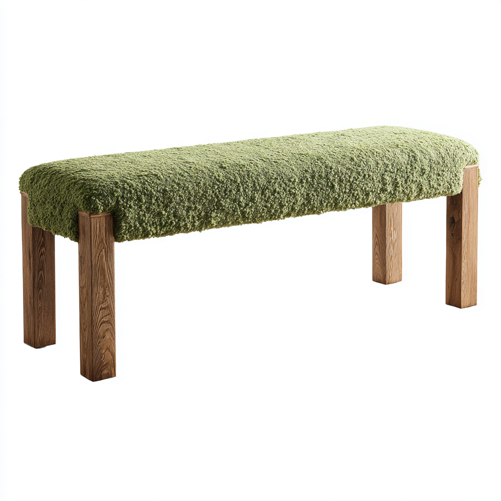 Banc de lit - tissu bouclé - 115x38x48 cm - vert - adapté à la chambre - design moderne-Roomuna