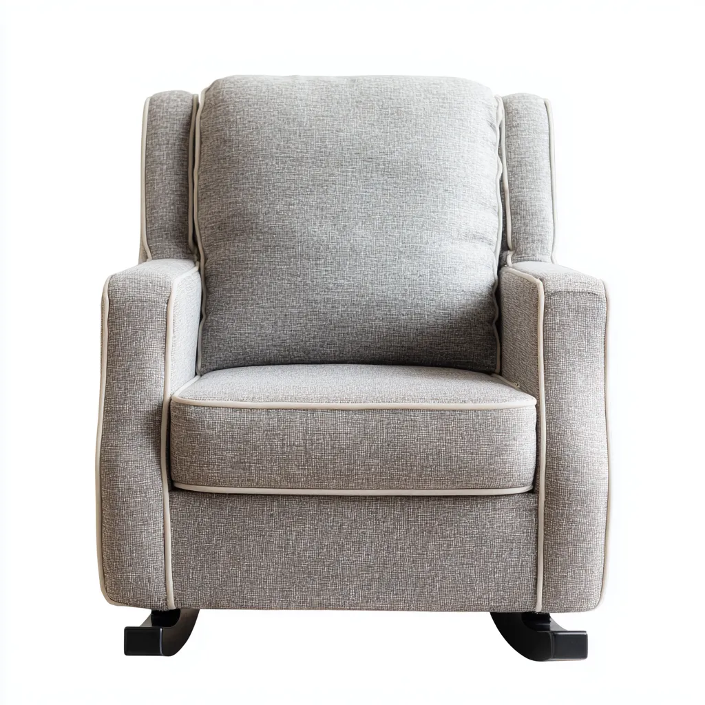 Fauteuil à bascule en tissu 78x86x98 cm gris clair pour salon - style moderne - structure à bascule-Roomuna