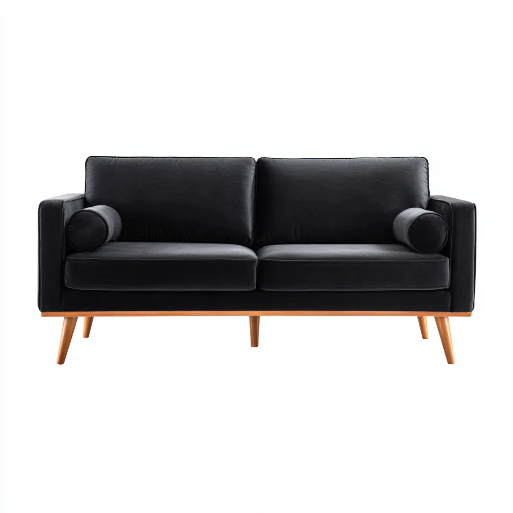 Canapé 2 places velours 176x84x82 cm - noir - design moderne pour salon-Roomuna