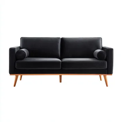 Canapé 2 places velours 176x84x82 cm - noir - design moderne pour salon-Roomuna