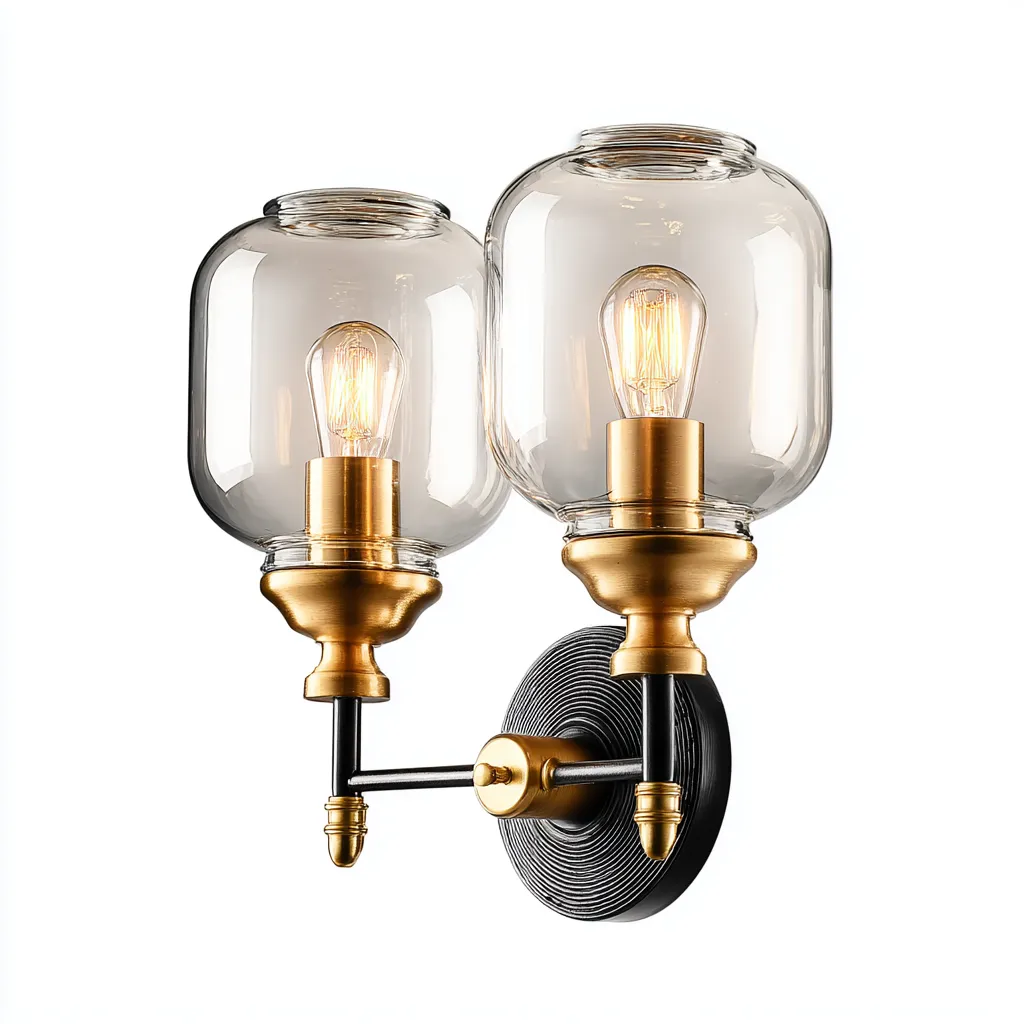 Applique murale verre - métal 28x15x32 cm - or - noir - design rétro - adaptée à l'intérieur-Roomuna