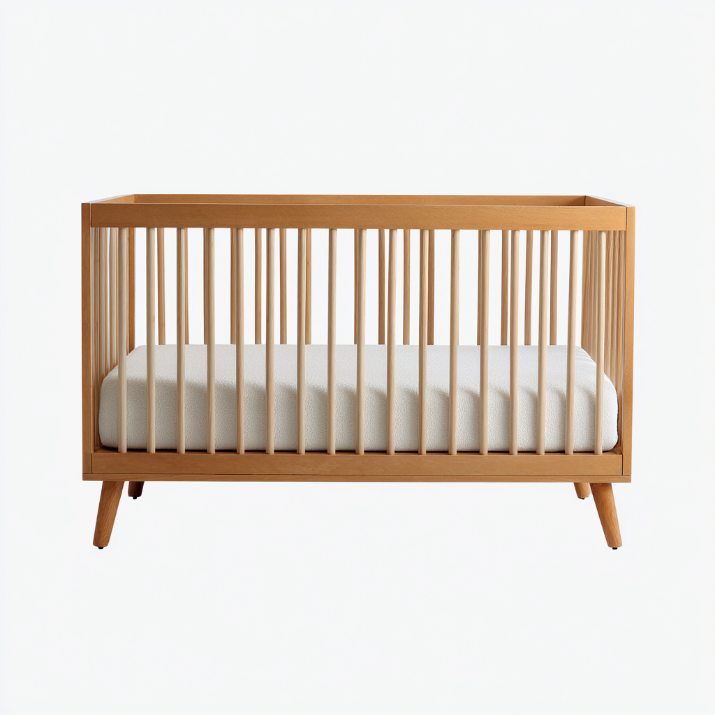 Lit bébé - bois - 125x65x90 cm - bois naturel - adapté à la chambre - design contemporain-Roomuna