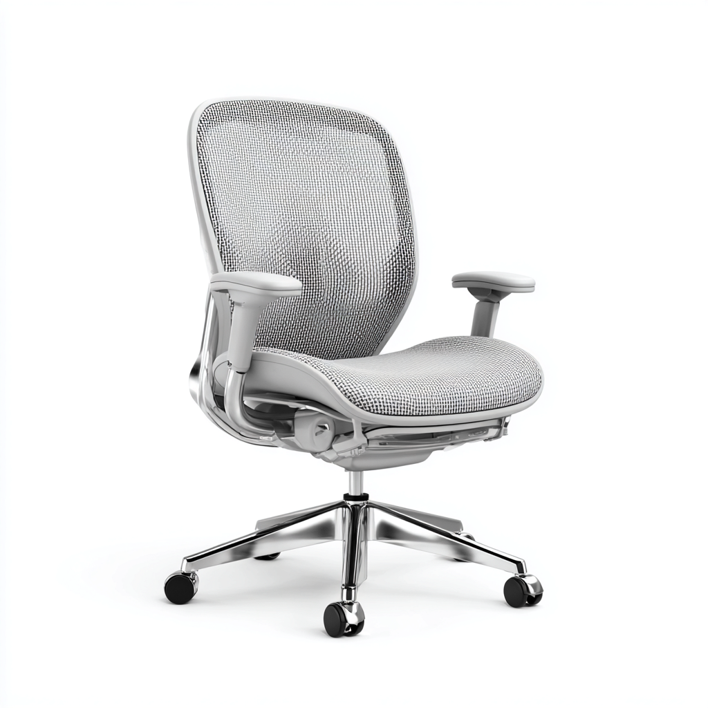 Chaise de bureau maille 67x65x112 cm - gris - adaptée au bureau - design ergonomique-Roomuna