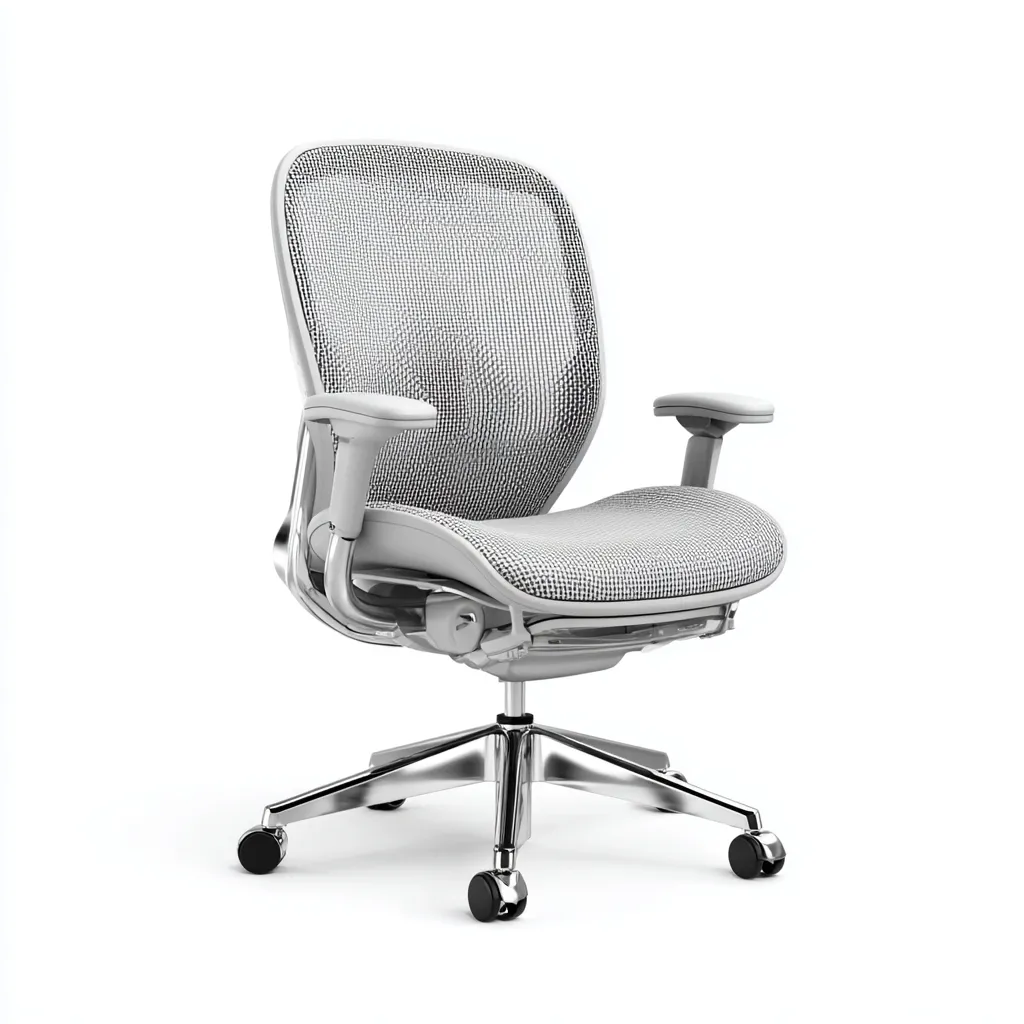 Chaise de bureau maille 67x65x112 cm - gris - adaptée au bureau - design ergonomique-Roomuna