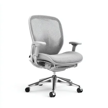 Chaise de bureau maille 67x65x112 cm - gris - adaptée au bureau - design ergonomique-Roomuna