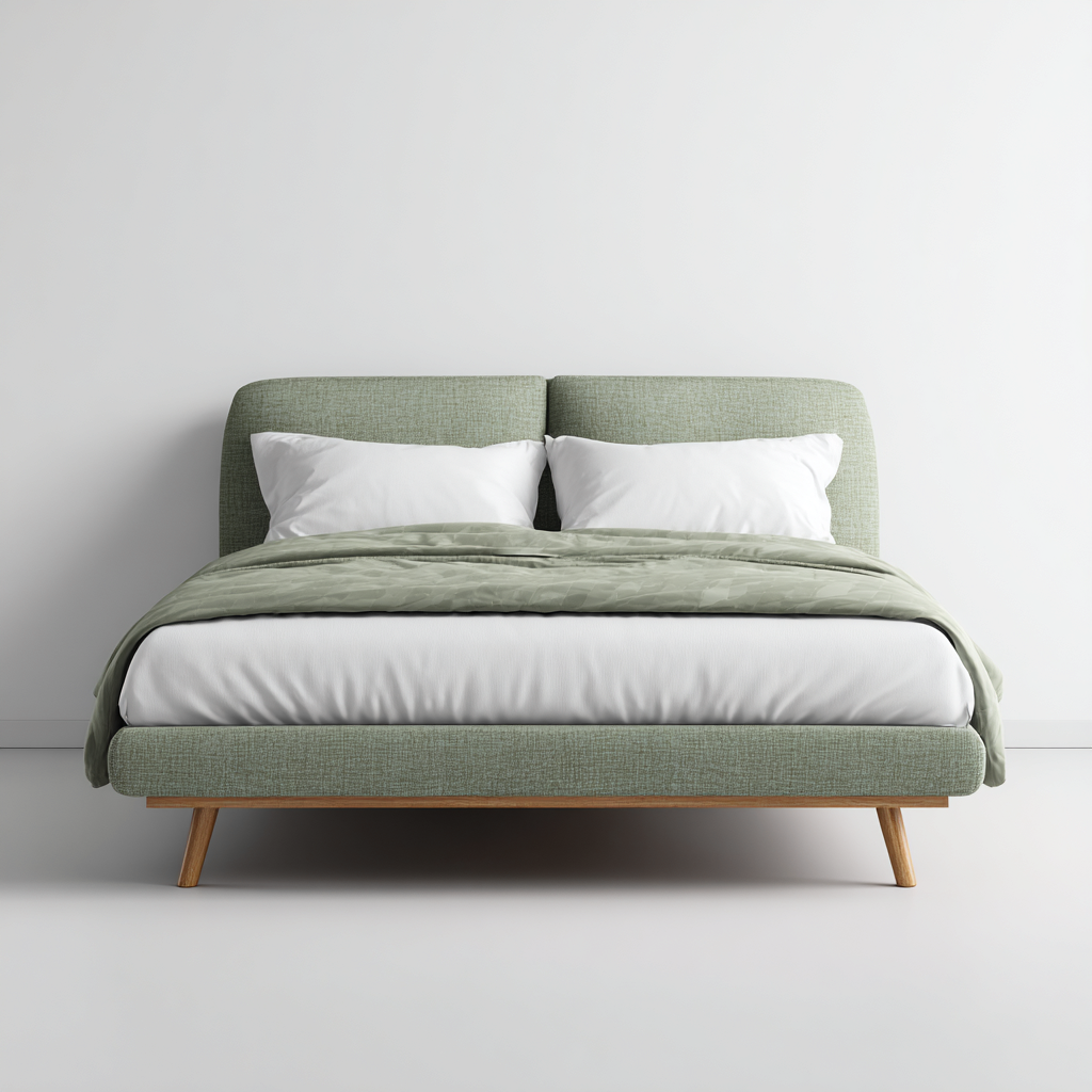 Lit double tissu 200x180x118 cm - vert clair - pour chambre - design moderne-Roomuna