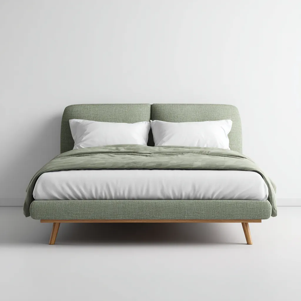 Lit double tissu 200x180x118 cm - vert clair - pour chambre - design moderne-Roomuna