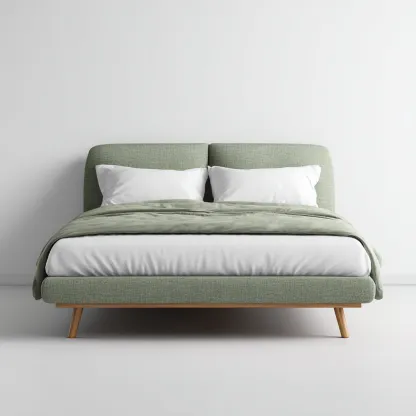 Lit double tissu 200x180x118 cm - vert clair - pour chambre - design moderne-Roomuna