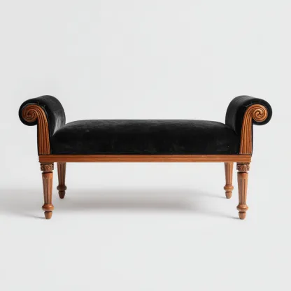 Banc de lit velours 120x40x55 cm - noir - adapté à la chambre - design classique-Roomuna