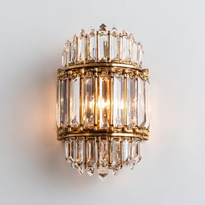 Applique murale verre - métal 24x17x30 cm - transparent - or - design luxueux - adaptée à l'intérieur-Roomuna