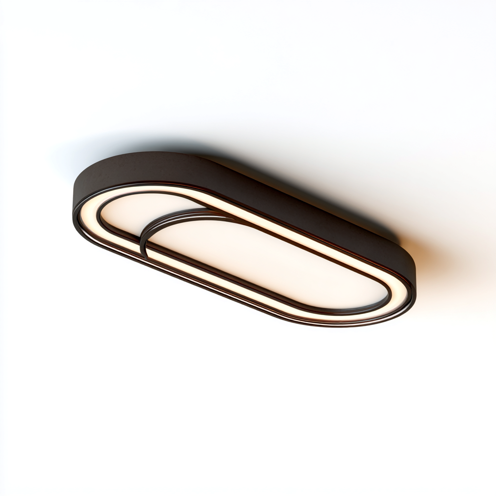 Plafonnier métal - acrylique 60x25x8 cm - noir - blanc - pour intérieur - design moderne-Roomuna