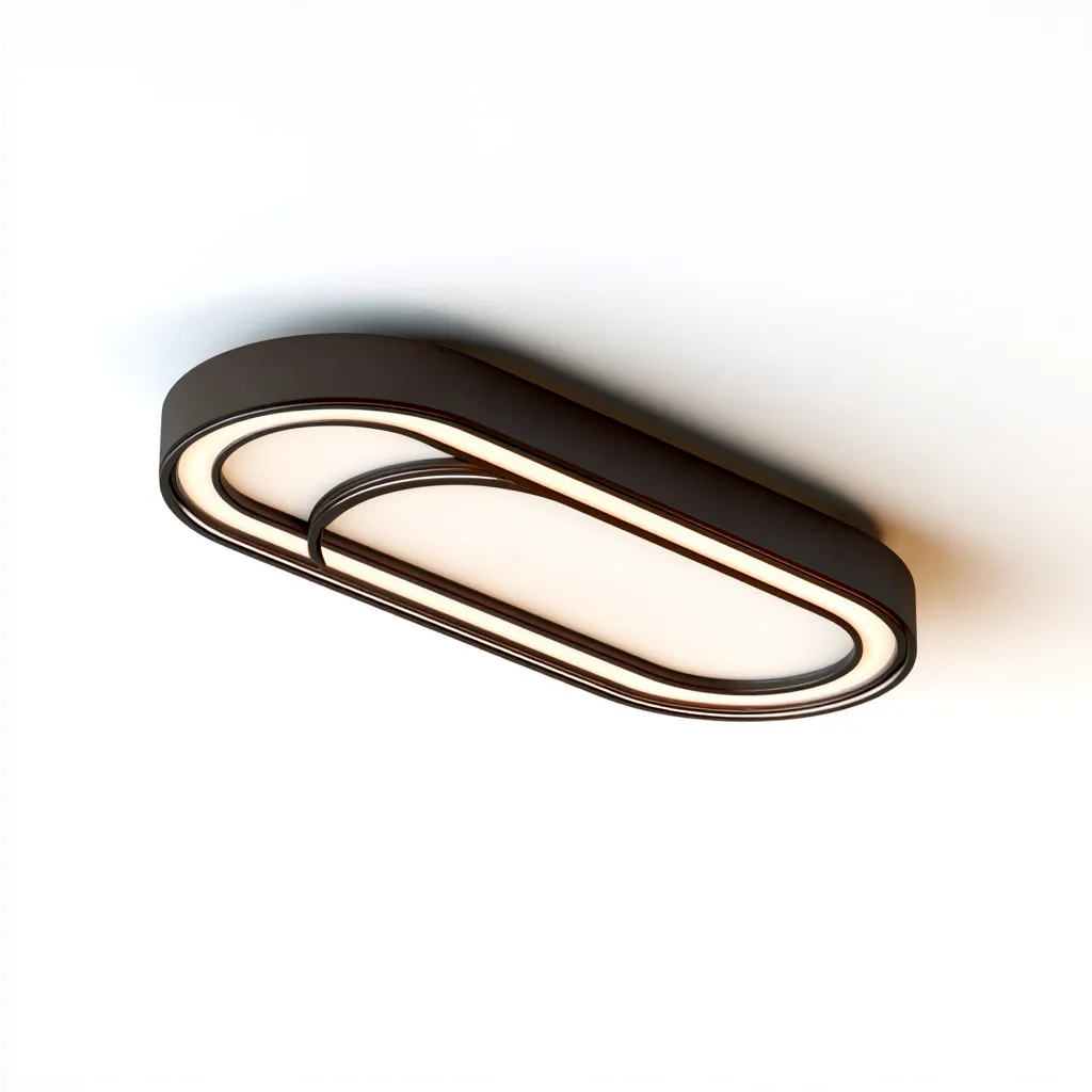 Plafonnier métal - acrylique 60x25x8 cm - noir - blanc - pour intérieur - design moderne-Roomuna