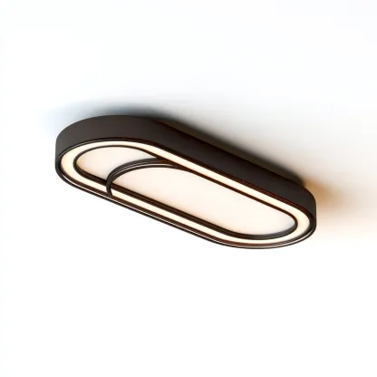 Plafonnier métal - acrylique 60x25x8 cm - noir - blanc - pour intérieur - design moderne-Roomuna