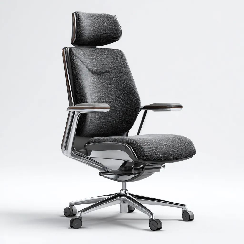 Chaise de bureau tissu 70x68x130 cm - gris - adaptée au bureau - design ergonomique-Roomuna