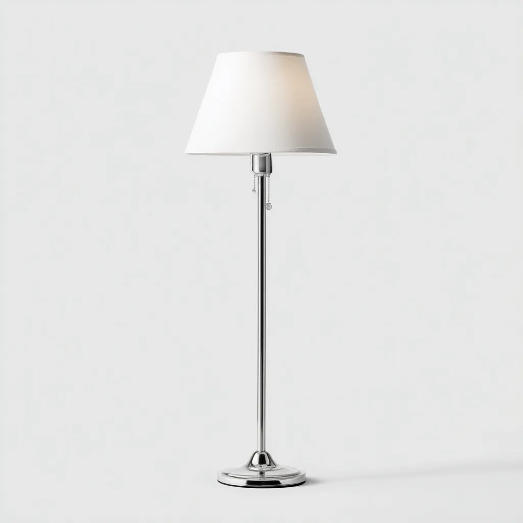 Lampadaire métal et tissu 40x30x160 cm - argent - blanc - pour salon - design classique-Roomuna