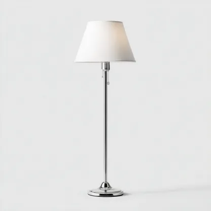 Lampadaire métal et tissu 40x30x160 cm - argent - blanc - pour salon - design classique-Roomuna