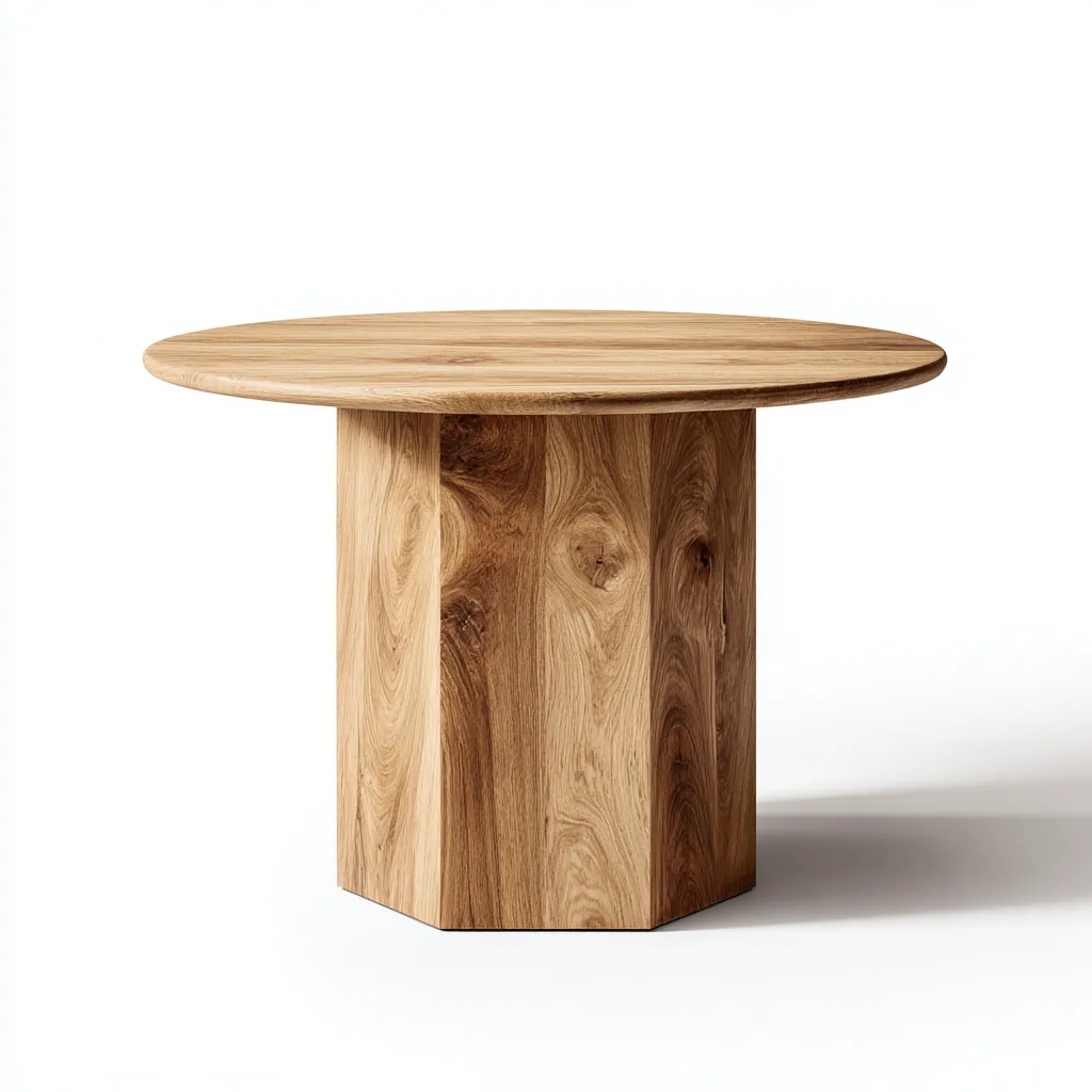 Table à manger ronde en bois massif 110x110x75 cm - bois naturel - adaptée à la salle à manger - design contemporain-Roomuna