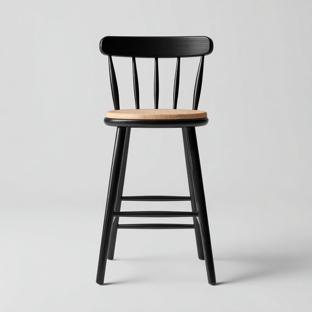 Tabouret de bar bois 42x44x98 cm - noir et bois naturel - design classique apte pour salle à manger-Roomuna