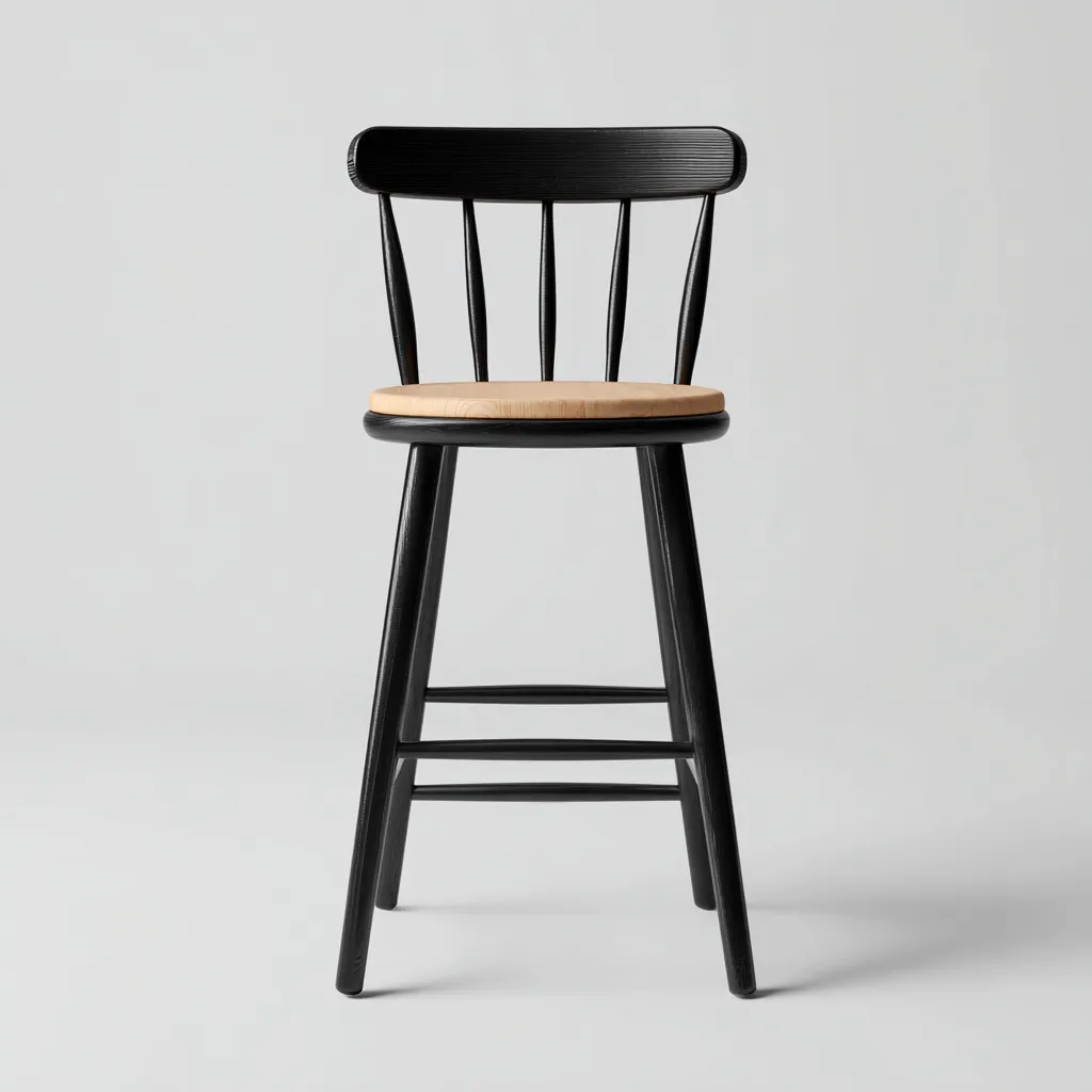 Tabouret de bar bois 42x44x98 cm - noir et bois naturel - design classique apte pour salle à manger-Roomuna