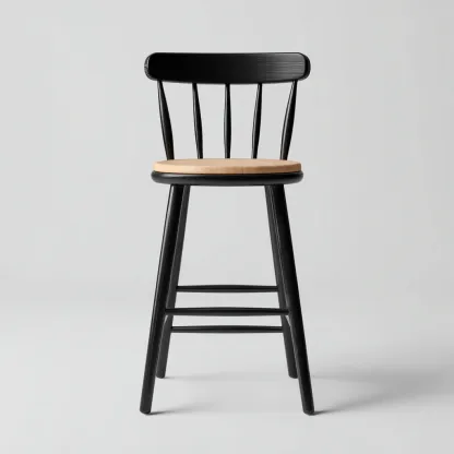 Tabouret de bar bois 42x44x98 cm - noir et bois naturel - design classique apte pour salle à manger-Roomuna