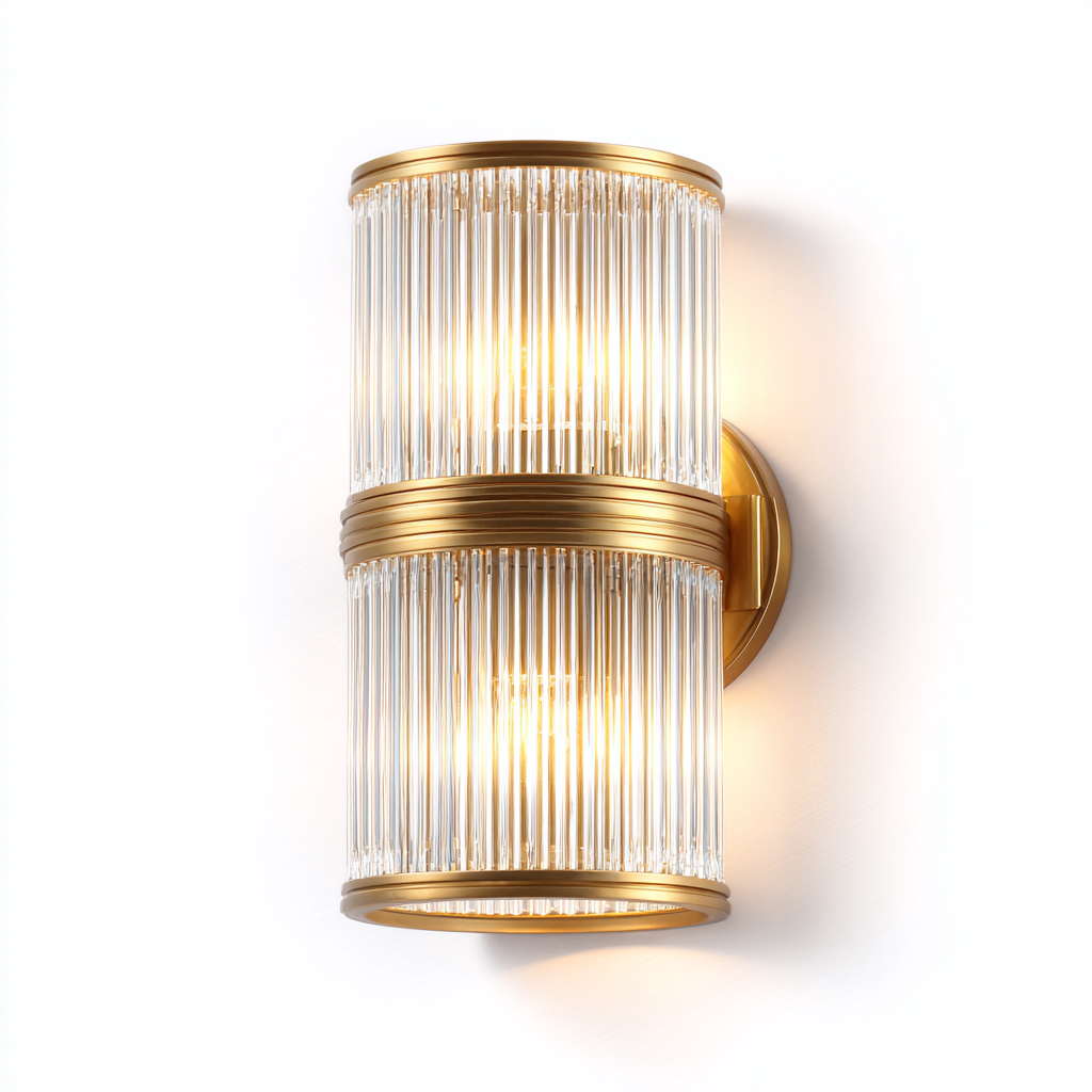 Applique murale verre - métal 24x15x38 cm - transparent - or - design luxueux - adaptée à l'intérieur-Roomuna