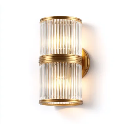 Applique murale verre - métal 24x15x38 cm - transparent - or - design luxueux - adaptée à l'intérieur-Roomuna