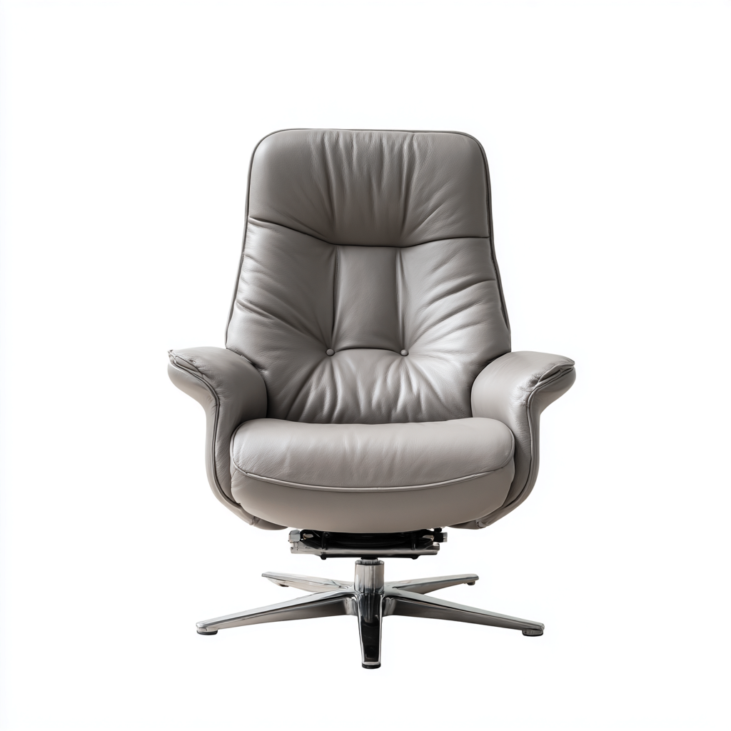 Chaise de bureau - cuir - métal 75x80x105 cm - gris - adaptée au bureau - design ergonomique-Roomuna