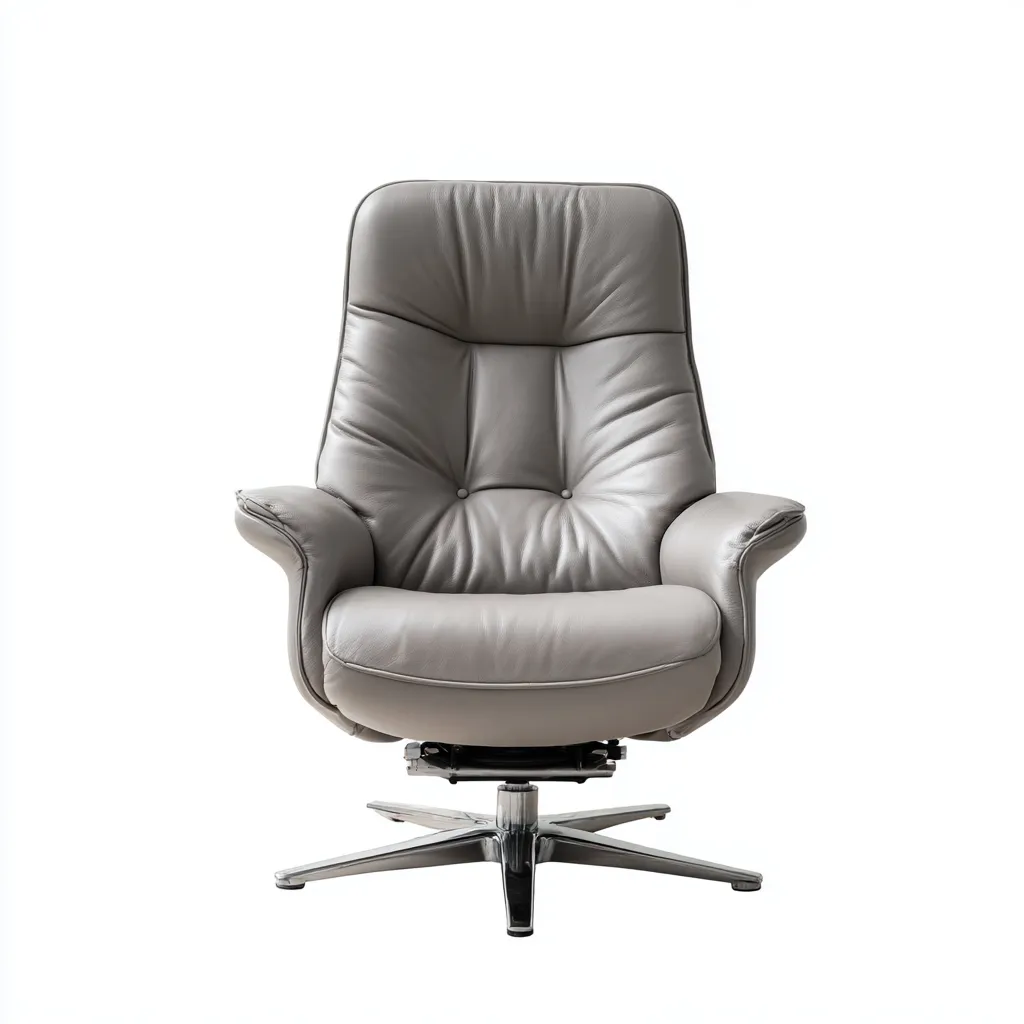 Chaise de bureau - cuir - métal 75x80x105 cm - gris - adaptée au bureau - design ergonomique-Roomuna