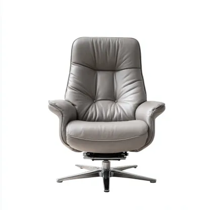 Chaise de bureau - cuir - métal 75x80x105 cm - gris - adaptée au bureau - design ergonomique-Roomuna