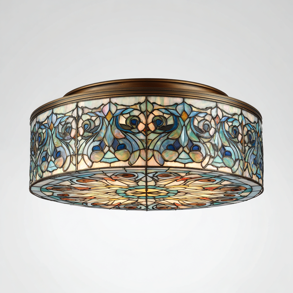 Plafonnier verre teinté 40x40x18 cm - multicolore - pour intérieur - design décoratif-Roomuna