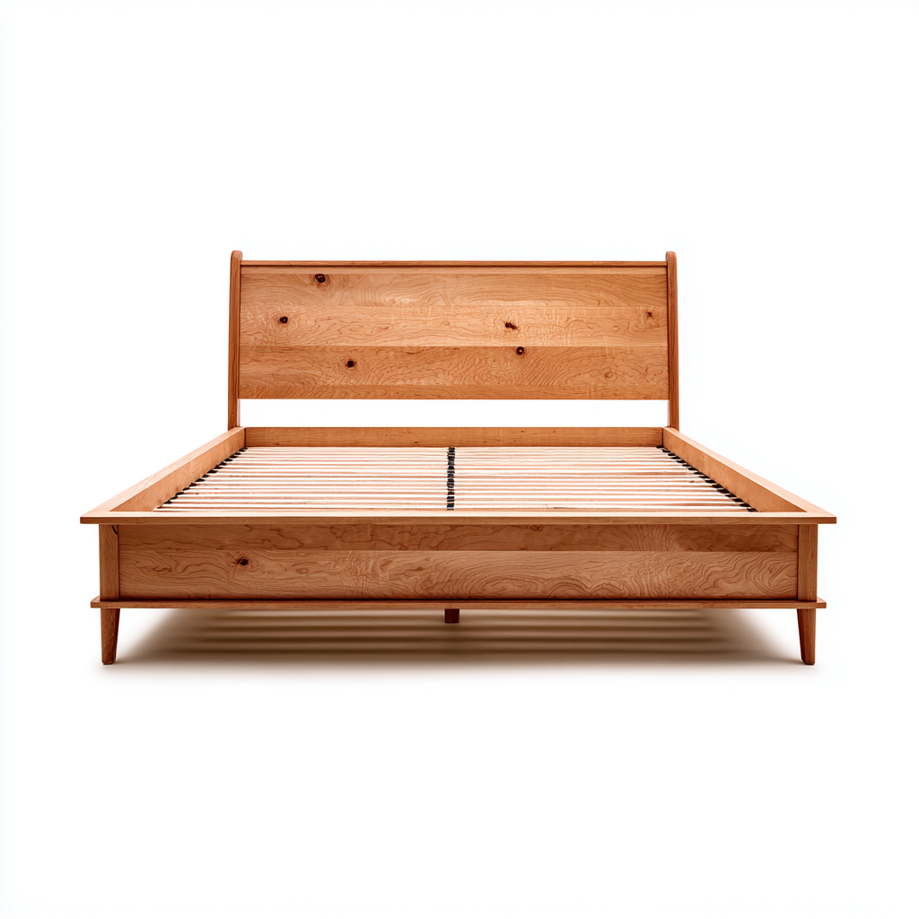 Lit double bois massif 200x180x90 cm - bois naturel - pour chambre - design moderne-Roomuna