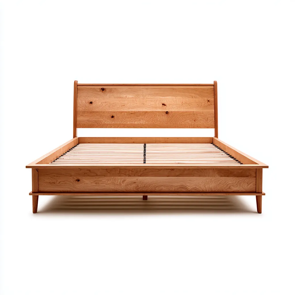 Lit double bois massif 200x180x90 cm - bois naturel - pour chambre - design moderne-Roomuna