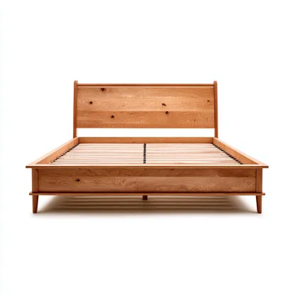 Lit double bois massif 200x180x90 cm - bois naturel - pour chambre - design moderne-Roomuna