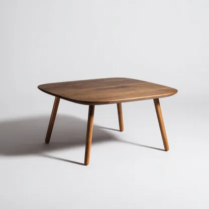 Table basse bois 75x75x40 cm - noyer - design carré arrondi pour salon-Roomuna