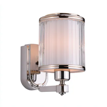 Applique murale verre - métal 20x15x28 cm - blanc - argent - design moderne - adaptée à l'intérieur-Roomuna