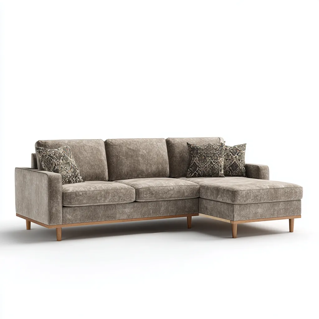 Canapé d'angle tissu 280x160x85 cm - brun clair - style moderne pour salon-Roomuna