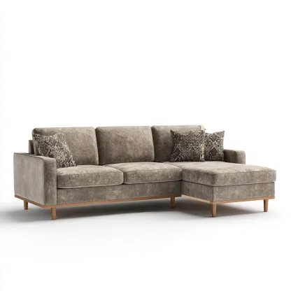 Canapé d'angle tissu 280x160x85 cm - brun clair - style moderne pour salon-Roomuna