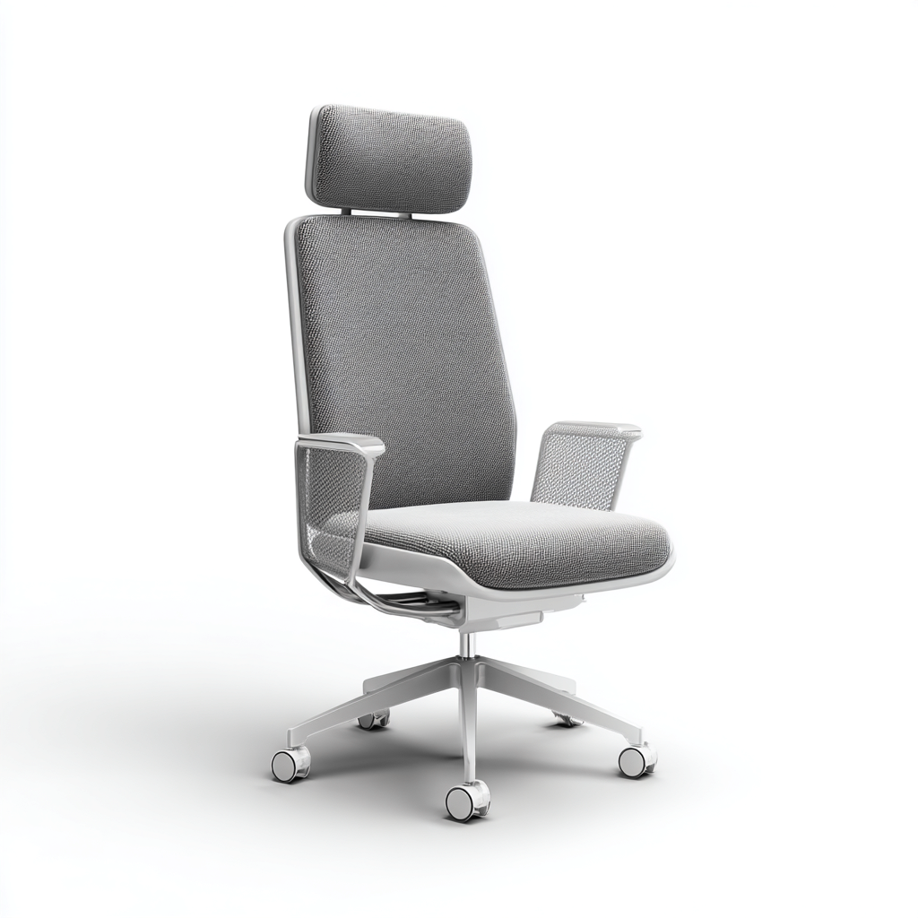 Chaise de bureau tissu 68x66x128 cm - gris - adaptée au bureau - design ergonomique-Roomuna