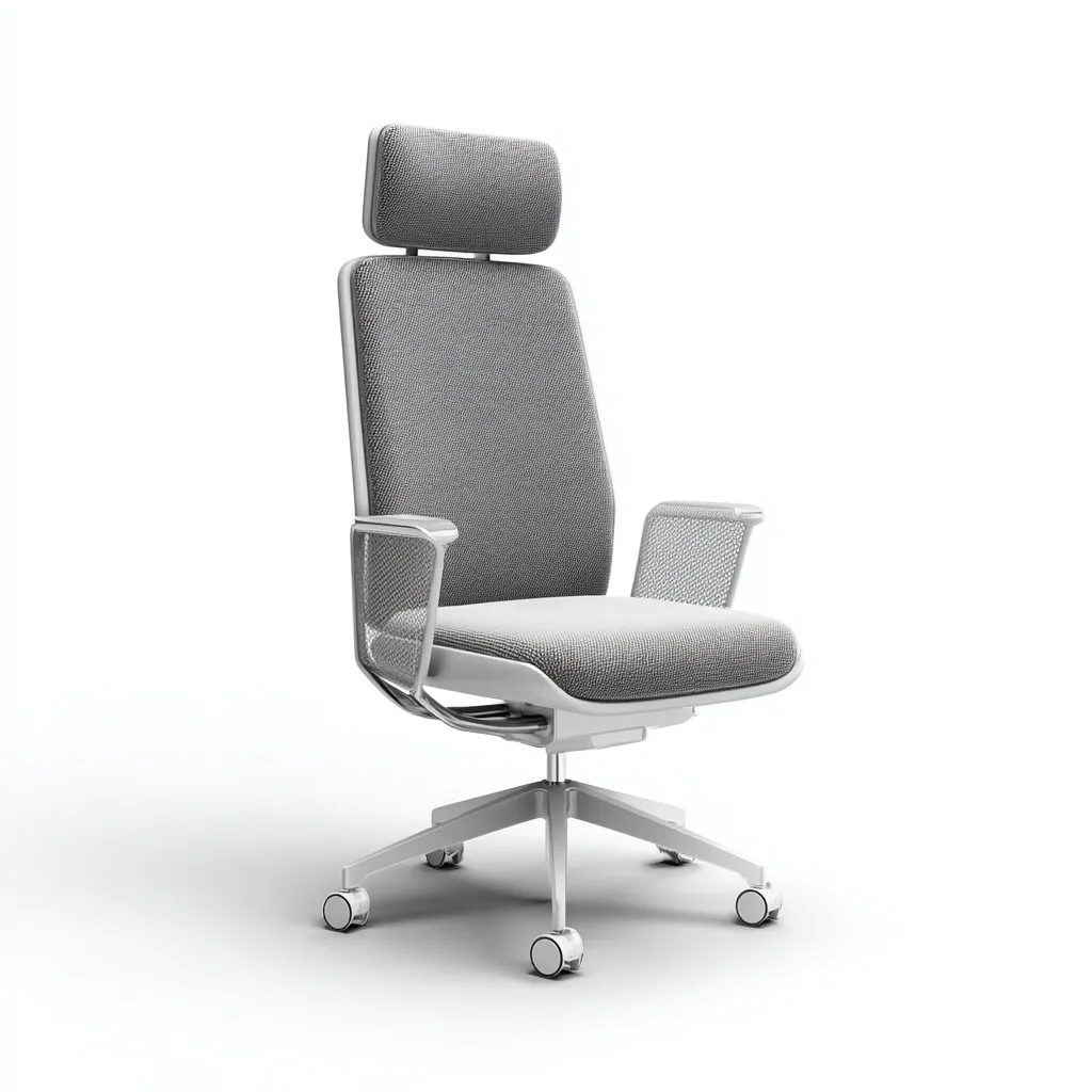 Chaise de bureau tissu 68x66x128 cm - gris - adaptée au bureau - design ergonomique-Roomuna