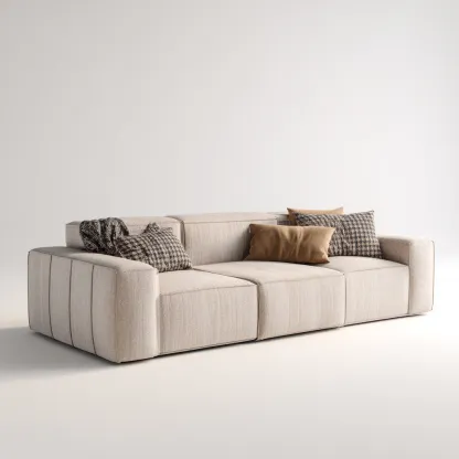 Canapé 3 places tissu 236x104x72 cm beige clair pour salon - style moderne minimaliste-Roomuna